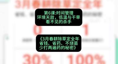第6节：时间管理环境天敌，低温与干旱&mdash;&mdash;看不见的杀手，课程：《3月春耕除草定全年：省钱、省药、不烧苗、少打两遍药的秘密》